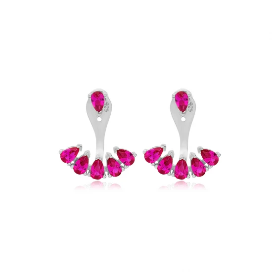 Ruby Pear Shape 925 Sterling Silver Earrings Ruby Pear Shape 925 Sterling Silver Earrings