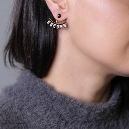 Black CZ Pear Shape 925 Sterling Silver Earrings Black CZ Pear Shape 925 Sterling Silver Earrings