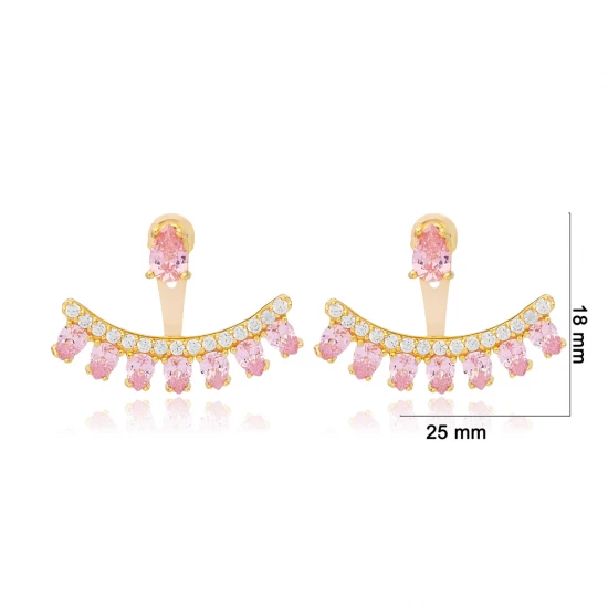 Pink CZ Pear Shape 925 Sterling Silver Earrings