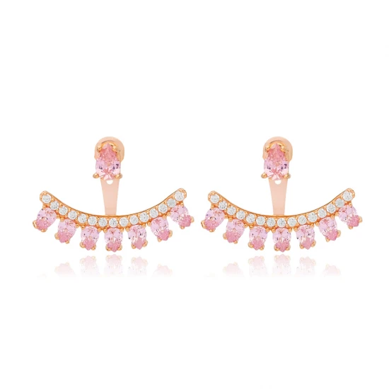 Pink CZ Pear Shape 925 Sterling Silver Earrings