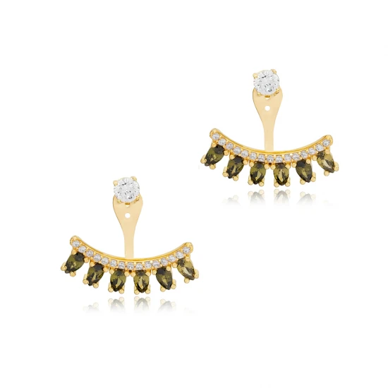 Peridot CZ Pear Shape 925 Sterling Silver Earrings