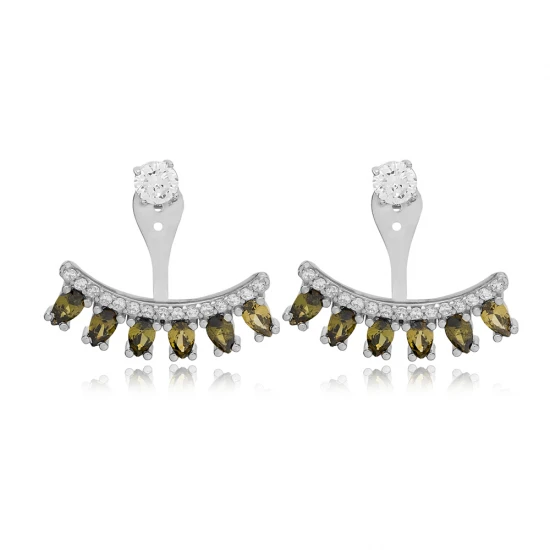 Peridot CZ Pear Shape 925 Sterling Silver Earrings