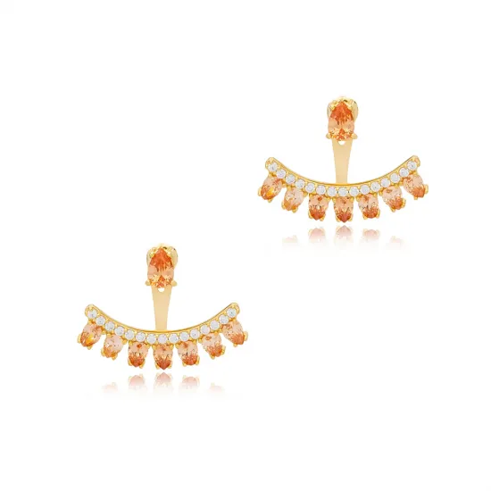 Citrine CZ Pear Shape 925 Sterling Silver Earrings