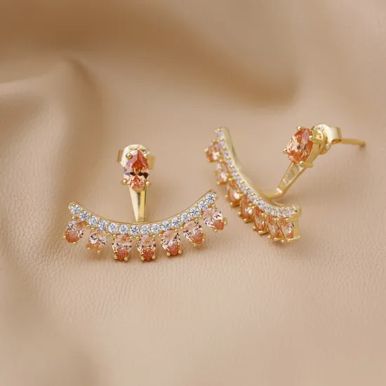 Citrine CZ Pear Shape 925 Sterling Silver Earrings