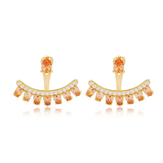 Citrine CZ Pear Shape 925 Sterling Silver Earrings