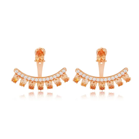 Citrine CZ Pear Shape 925 Sterling Silver Earrings