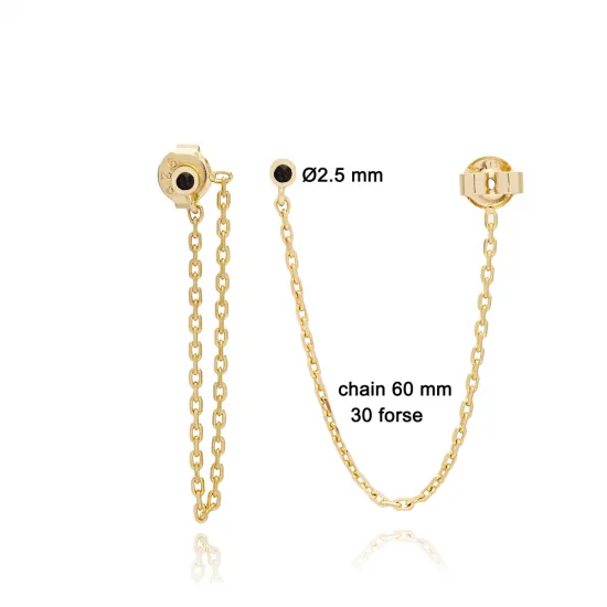 925 Sterling Silver Black CZ Chain Long Earrings 925 Sterling Silver Black CZ Chain Long Earrings
