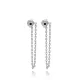 925 Sterling Silver Black CZ Chain Long Earrings 925 Sterling Silver Black CZ Chain Long Earrings