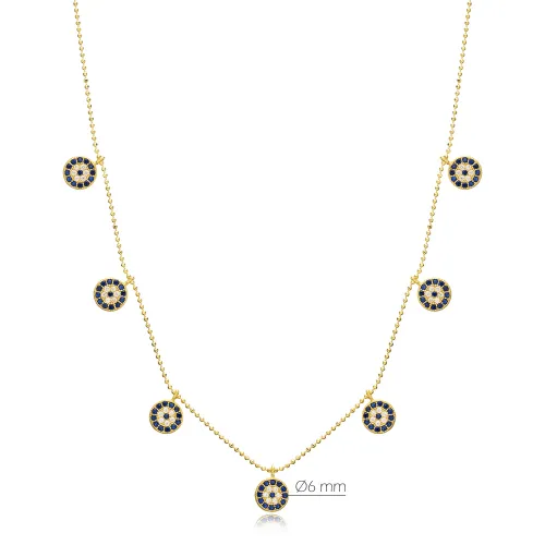 Sapphire Minimalist Evil Eye Sterling Silver Necklace
