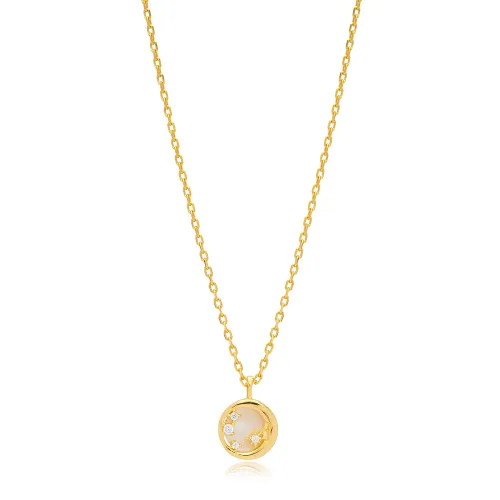Mother Of Pearl Minimalist Moon 925 Silver Necklace