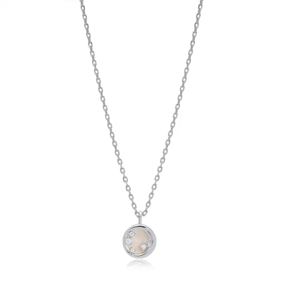Mother of Pearl Minimalist Moon Design Charm Necklace Pendant Wholesale 925 Silver Sterling Turkish Jewelry Mother of Pearl Minimalist Moon Design Charm Necklace Pendant Wholesale 925 Silver Sterling Turkish Jewelry