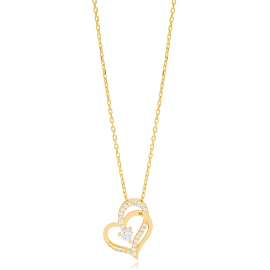 Intertwined Heart Sterling Silver Necklace | 925 Sterling Silver Wholesale | Sade Silver Intertwined Heart Sterling Silver Necklace - Sade 925 Silver Jewelry