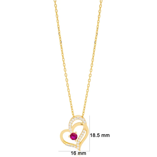 Ruby Intertwined Heart 925 Sterling Silver Necklace