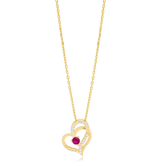 Ruby Intertwined Heart 925 Sterling Silver Necklace Ruby Intertwined Heart 925 Sterling Silver Necklace