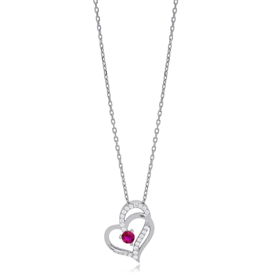 Ruby Intertwined Heart 925 Sterling Silver Necklace Ruby Intertwined Heart 925 Sterling Silver Necklace