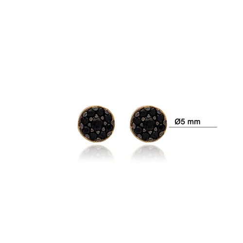 Black CZ Tiny Round 925 Sterling Silver Earrings