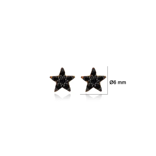 Tiny Star Black CZ 925 Sterling Silver Earrings
