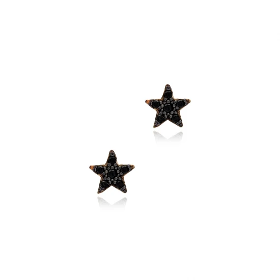 Tiny Star Black CZ 925 Sterling Silver Earrings Tiny Star Black CZ 925 Sterling Silver Earrings
