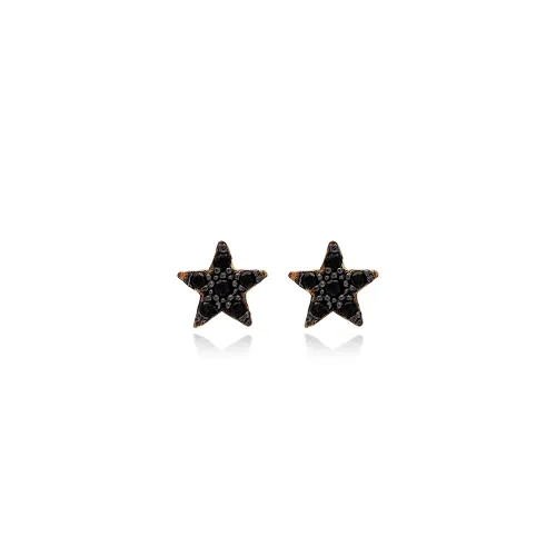 Tiny Star Black CZ 925 Sterling Silver Earrings