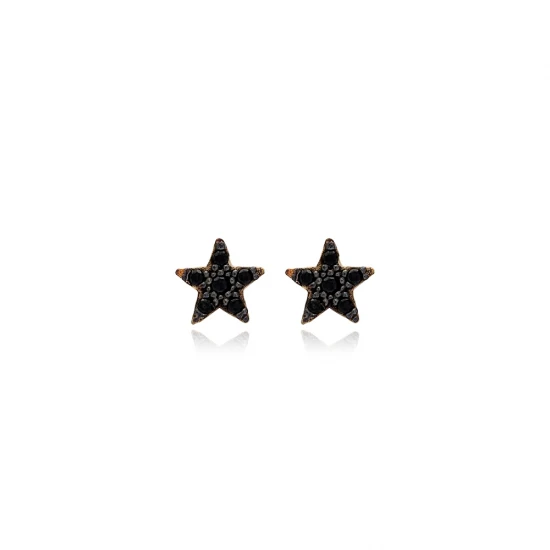Tiny Star Black CZ 925 Sterling Silver Earrings Tiny Star Black CZ 925 Sterling Silver Earrings