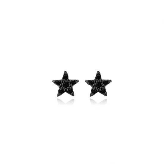Tiny Star Black CZ 925 Sterling Silver Earrings Tiny Star Black CZ 925 Sterling Silver Earrings