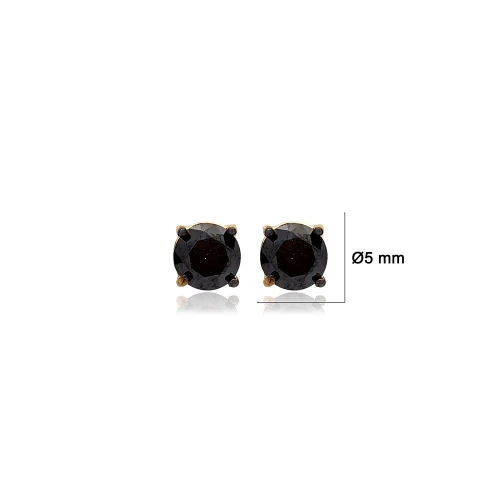 Black CZ Round 925 Sterling Silver Earrings