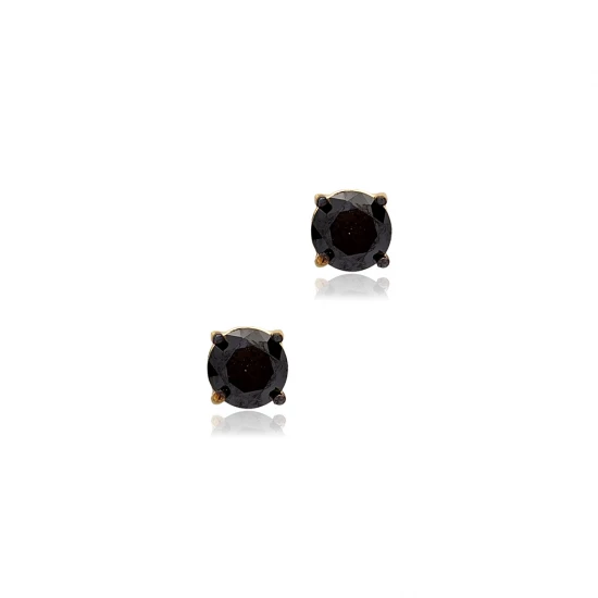 Black CZ Round 925 Sterling Silver Earrings Black CZ Round 925 Sterling Silver Earrings