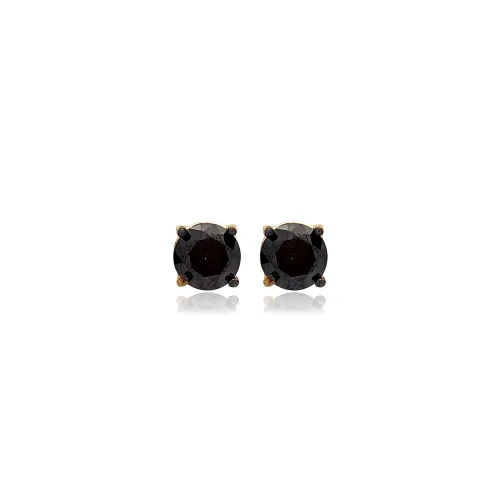Black CZ Round 925 Sterling Silver Earrings