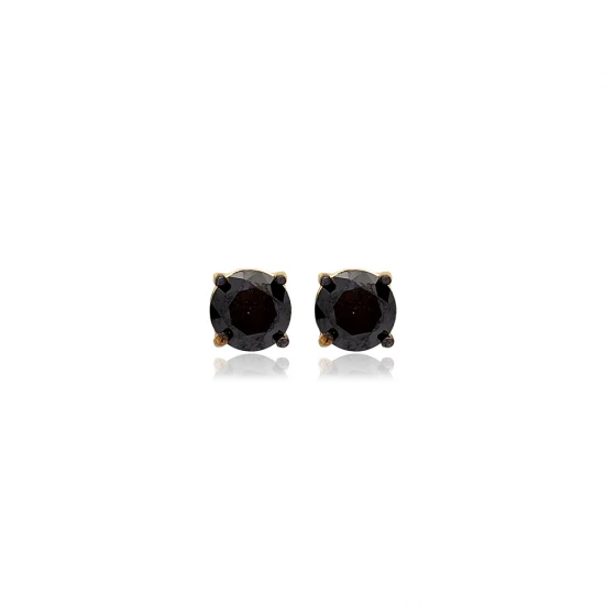 Black CZ Round 925 Sterling Silver Earrings Black CZ Round 925 Sterling Silver Earrings