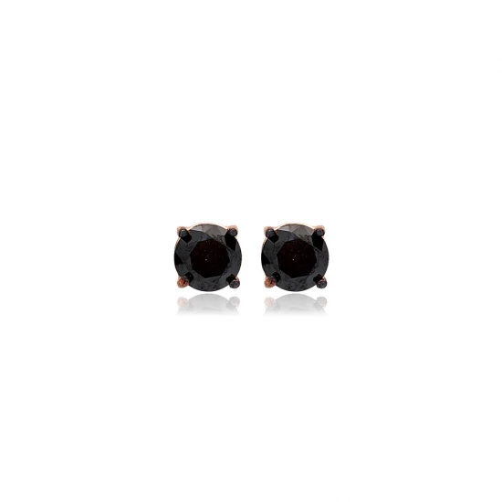 Black CZ Round 925 Sterling Silver Earrings Black CZ Round 925 Sterling Silver Earrings