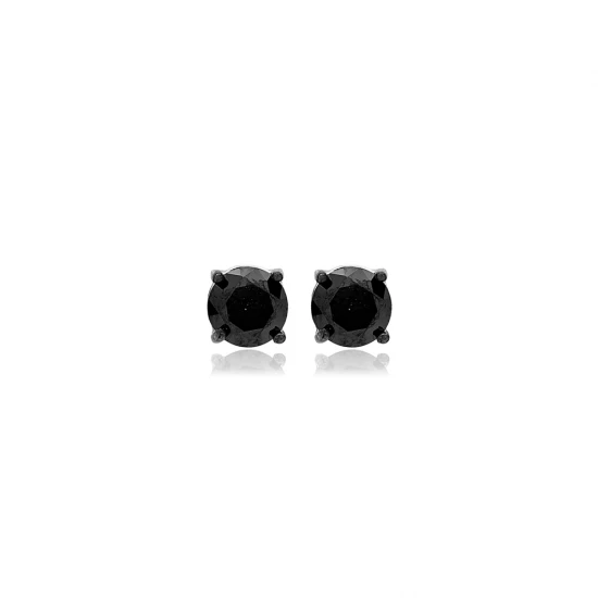 Black CZ Round 925 Sterling Silver Earrings Black CZ Round 925 Sterling Silver Earrings