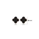 Four Leaf Clover Black CZ 925 Sterling Silver Earrings