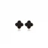 Four Leaf Clover Black CZ 925 Sterling Silver Earrings