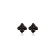 Four Leaf Clover Black CZ 925 Sterling Silver Earrings