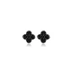 Four Leaf Clover Black CZ 925 Sterling Silver Earrings