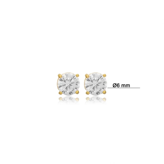 Turkish CZ Round 925 Sterling Silver Earrings