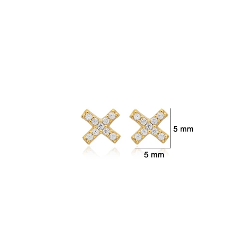 Clear X Stud CZ 925 Sterling Silver Earrings