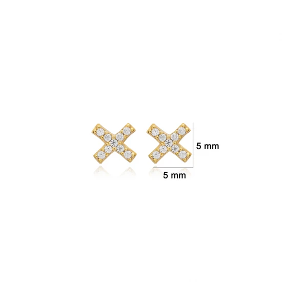 Clear X Stud CZ 925 Sterling Silver Earrings Clear X Stud CZ 925 Sterling Silver Earrings