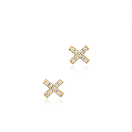 Clear X Stud CZ 925 Sterling Silver Earrings Clear X Stud CZ 925 Sterling Silver Earrings