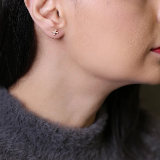Clear X Stud CZ 925 Sterling Silver Earrings Clear X Stud CZ 925 Sterling Silver Earrings