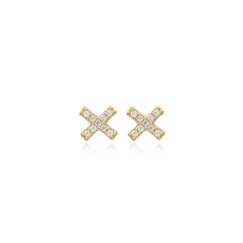 Clear X Stud CZ 925 Sterling Silver Earrings