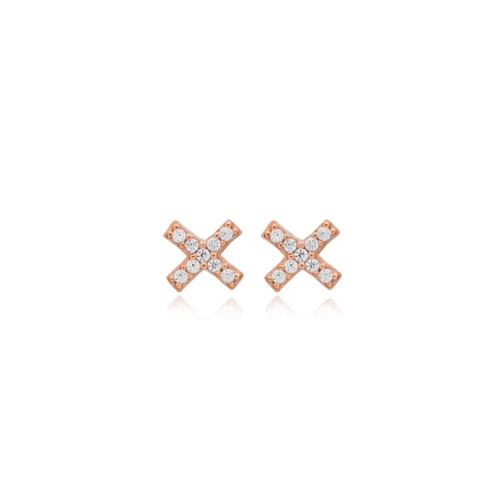 Clear X Stud CZ 925 Sterling Silver Earrings Clear X Stud CZ 925 Sterling Silver Earrings