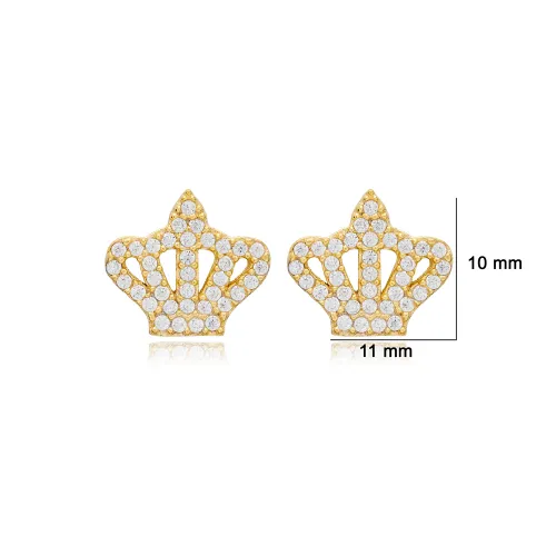 Crown CZ Earrings in 925 Sterling Silver