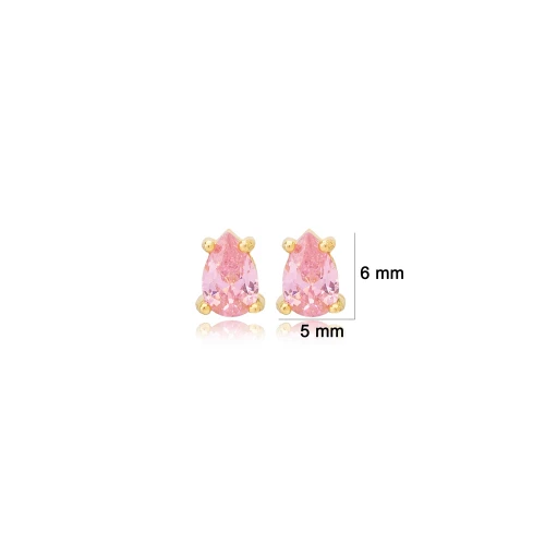 Pink CZ Pear 925 Sterling Silver Earrings