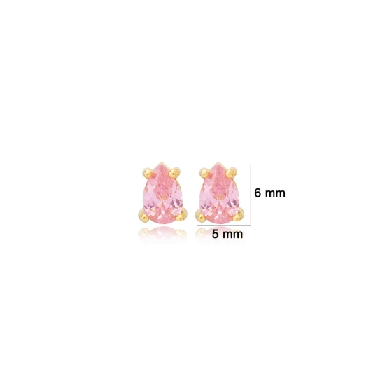 Pink CZ Pear 925 Sterling Silver Earrings