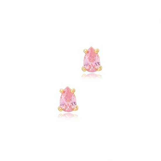 Pink CZ Pear 925 Sterling Silver Earrings