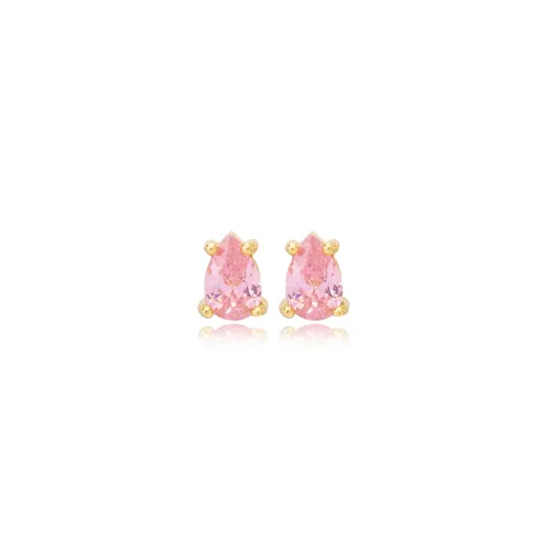 Pink CZ Pear 925 Sterling Silver Earrings