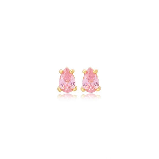 Pink CZ Pear 925 Sterling Silver Earrings