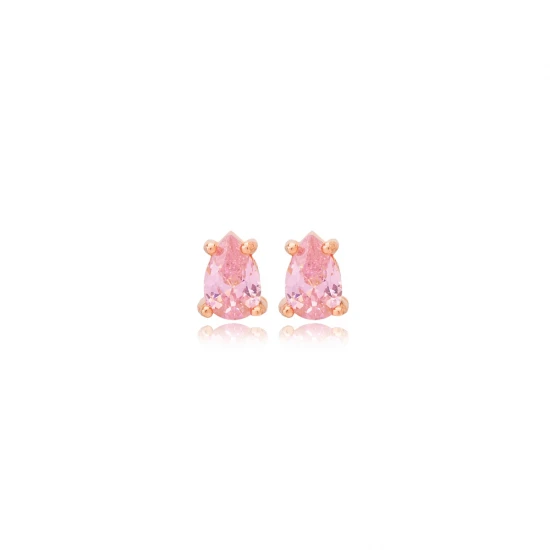 Pink CZ Pear 925 Sterling Silver Earrings