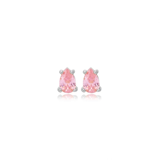 Pink CZ Pear 925 Sterling Silver Earrings